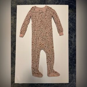 Charming Pink Leopard Kids Footie Pajamas